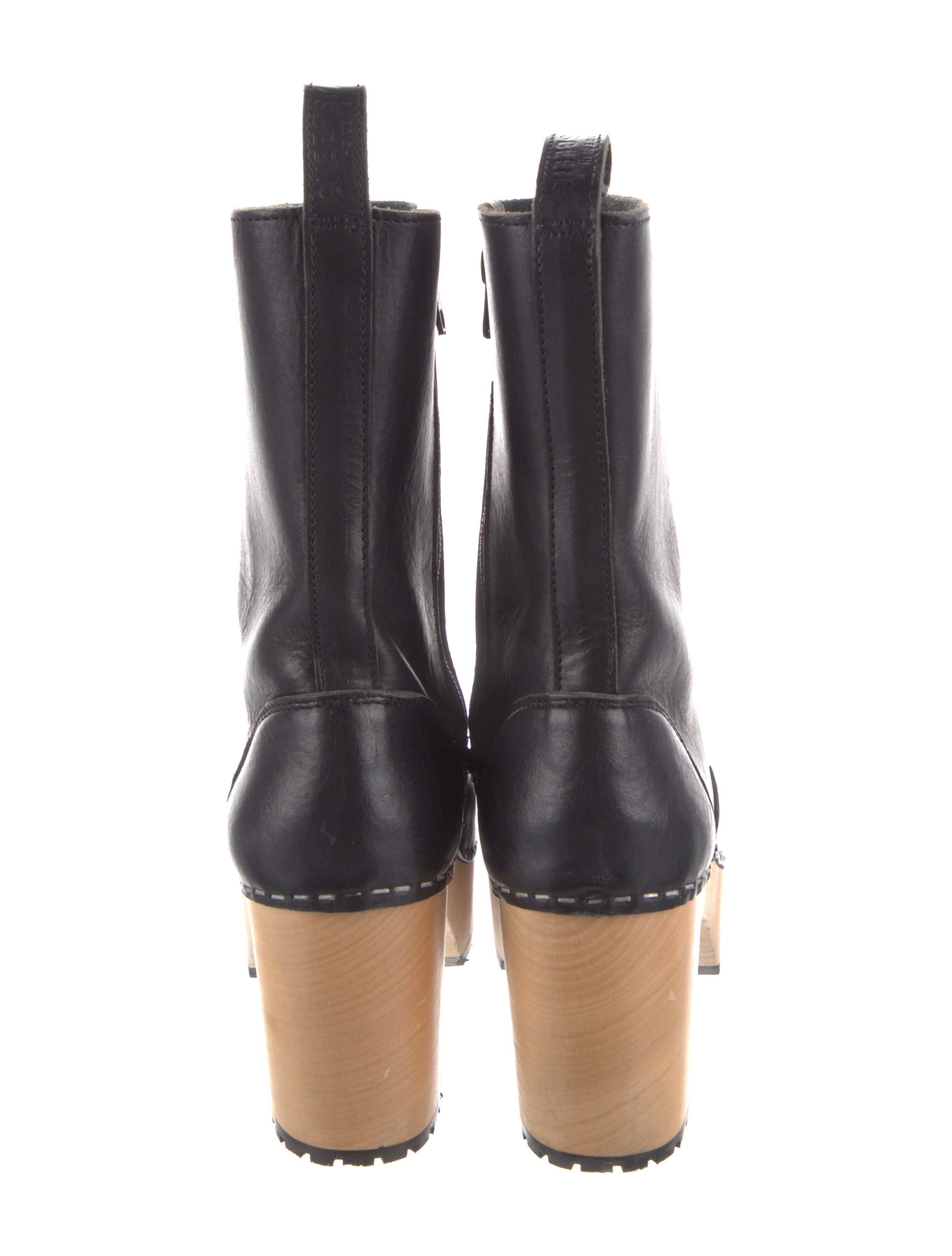 Swedish Hasbeens Leather Whipstitch Trim Rain Boots
